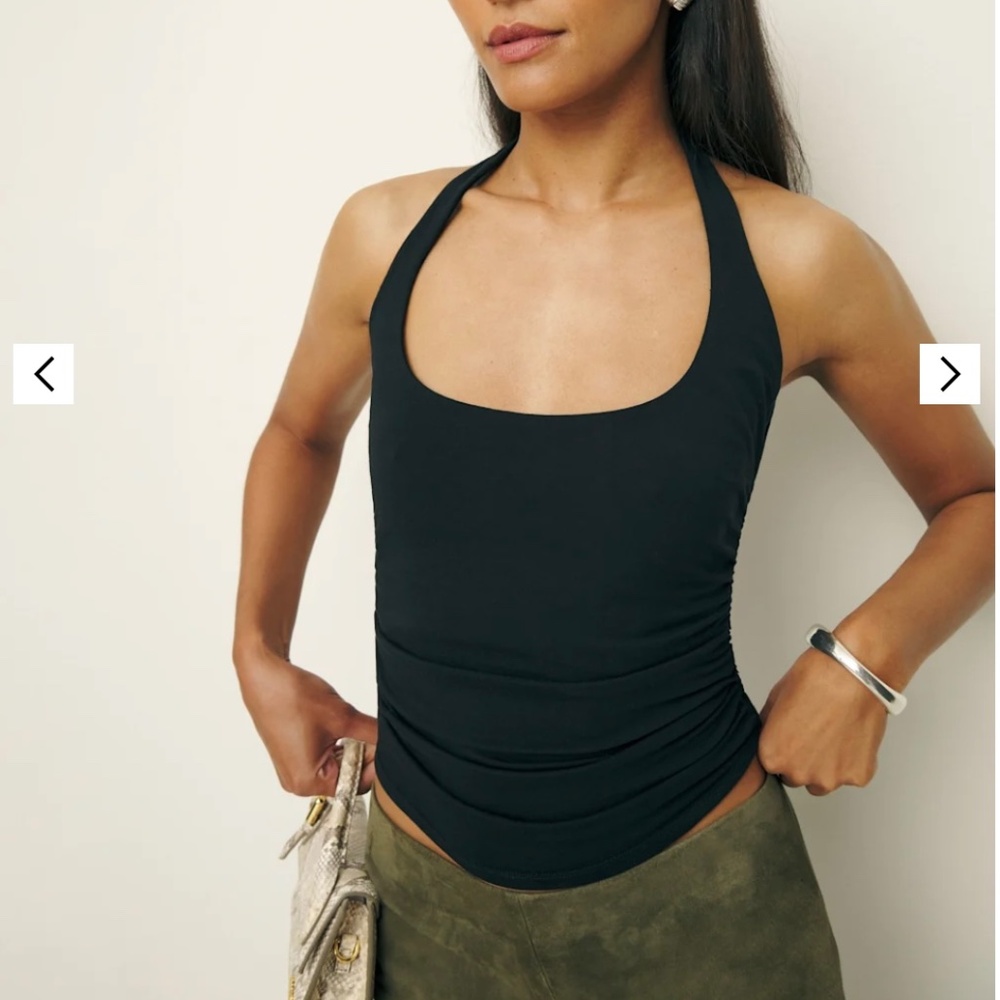 Reformation Black Halter Tank Top